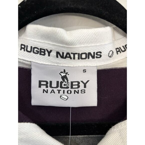 Rugby Nations Scotland striped polo long sleeve purple gray men small - Picture 4 of 14